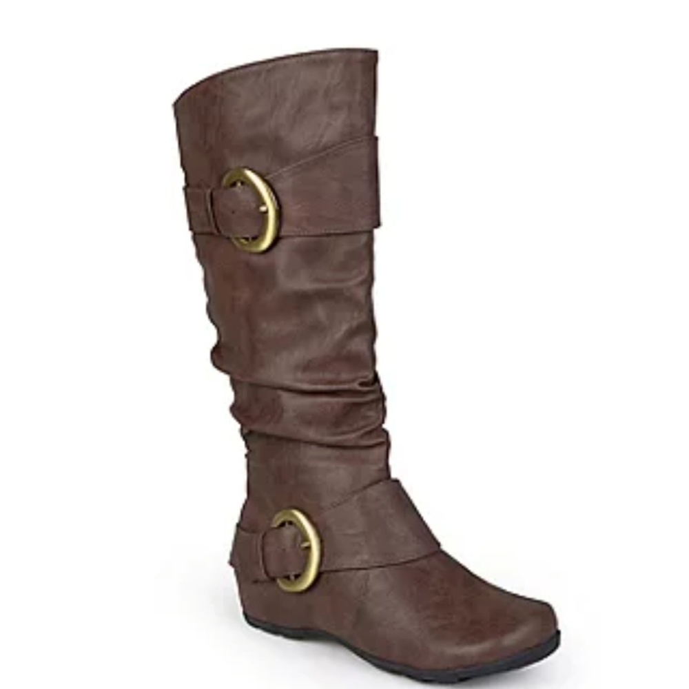 JOURNEE COLLECTION PARIS BOOT, Color Brown Size 8.5 M Wide Calf , Women's